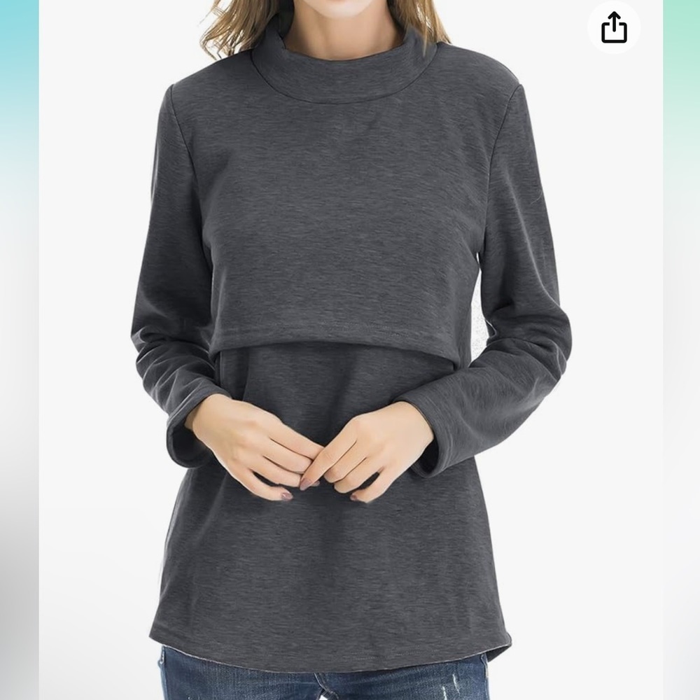 SmallShow Long Sleeve Nursing Shirt Maternity Shirt Size Medium